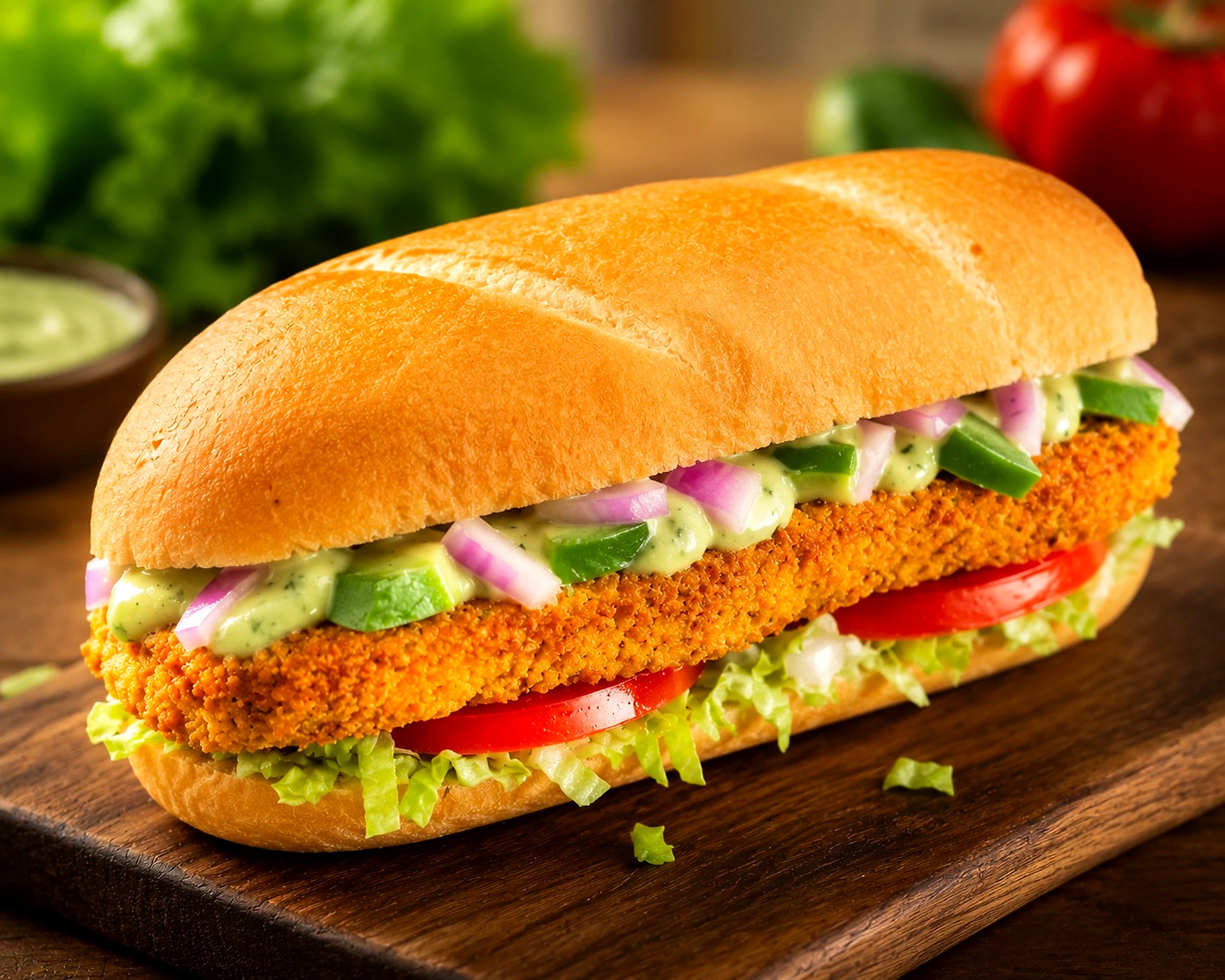 Veg patty sub loaded with fresh veggies