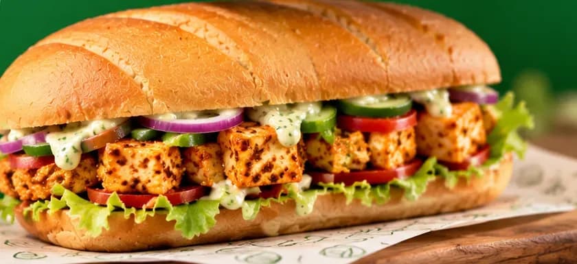Paneer Tikka sub loaded with tandoori paneer, veggies and sauce